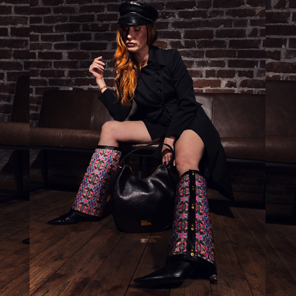 "YVE Boots creme – wechselbarer Schaft: Olivenleder und Art.Yve Design